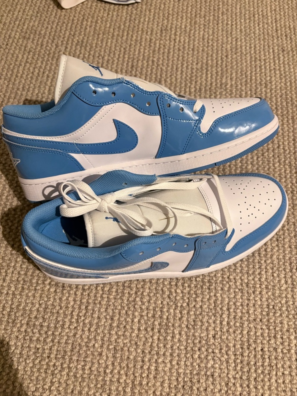 Jordan Light Blue and White Low-Top Sneakers